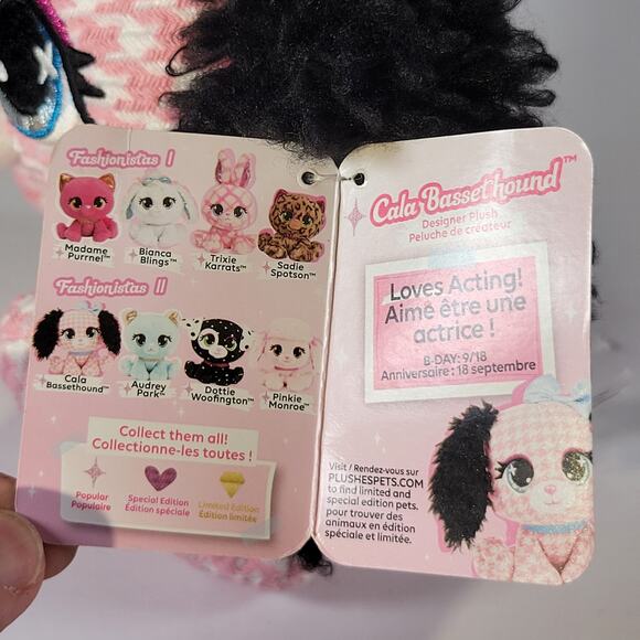 GUND P.Lushes Pets Cala Basset Hound Plush Pink Bow 6" Stuffed Animal Stuffie - Picture 10 of 16